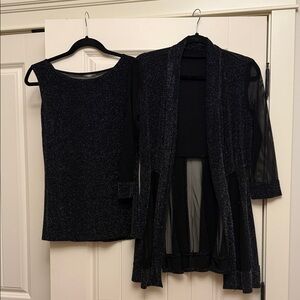 Joseph Ribkoff Black Shimmer Cardigan Set